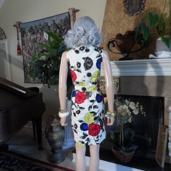 Moschino CheapandChic Ivory Multi Color Floral Print Sheath Dress Size 8 - Picture 13 of 16